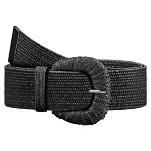 9816 Straw Woven Elastic Belt For Women, Boho Braided Raffia Waist Belt,
